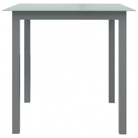 Table de jardin Gris clair 80x80x74 cm Aluminium et verre