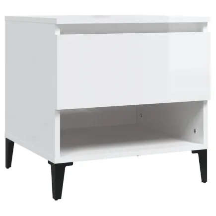 Table d'appoint Blanc brillant 50x46x50 cm  2