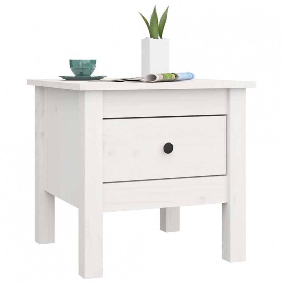 Tables d'appoint 2 pcs Blanc 40x40x39 cm Bois massif de pin