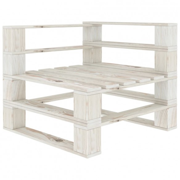 Canapé palette d'angle de jardin bois blanc