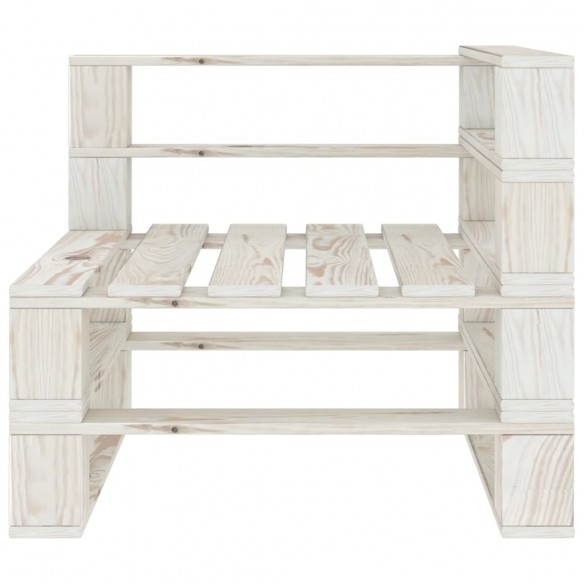 Canapé palette d'angle de jardin bois blanc