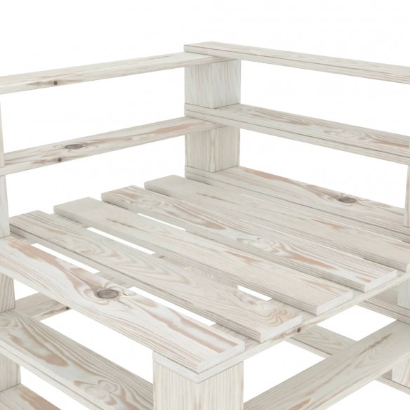 Canapé palette d'angle de jardin bois blanc