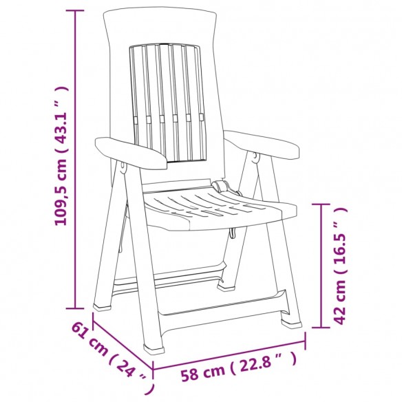 Chaises inclinables de jardin 2 pcs blanc PP