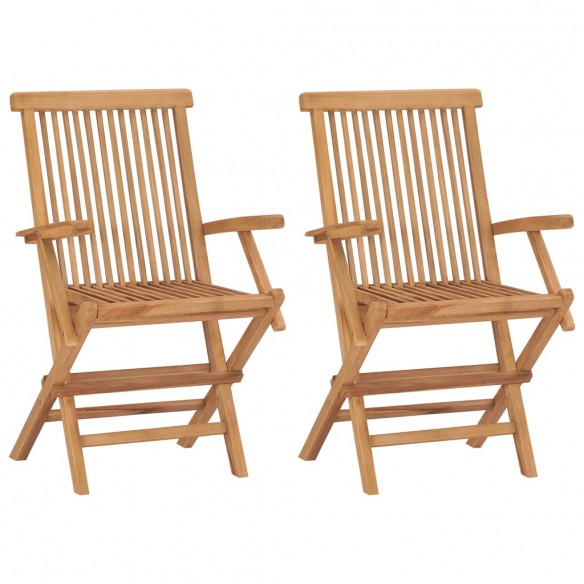 Chaises de jardin avec coussins vert 2 pcs Bois de teck massif