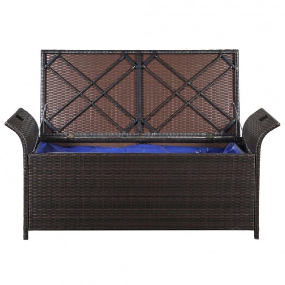 Banc de jardin avec coussin 138 cm Résine tressée Marron