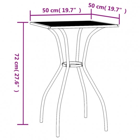 Table de jardin anthracite 50x50x72 cm treillis d'acier