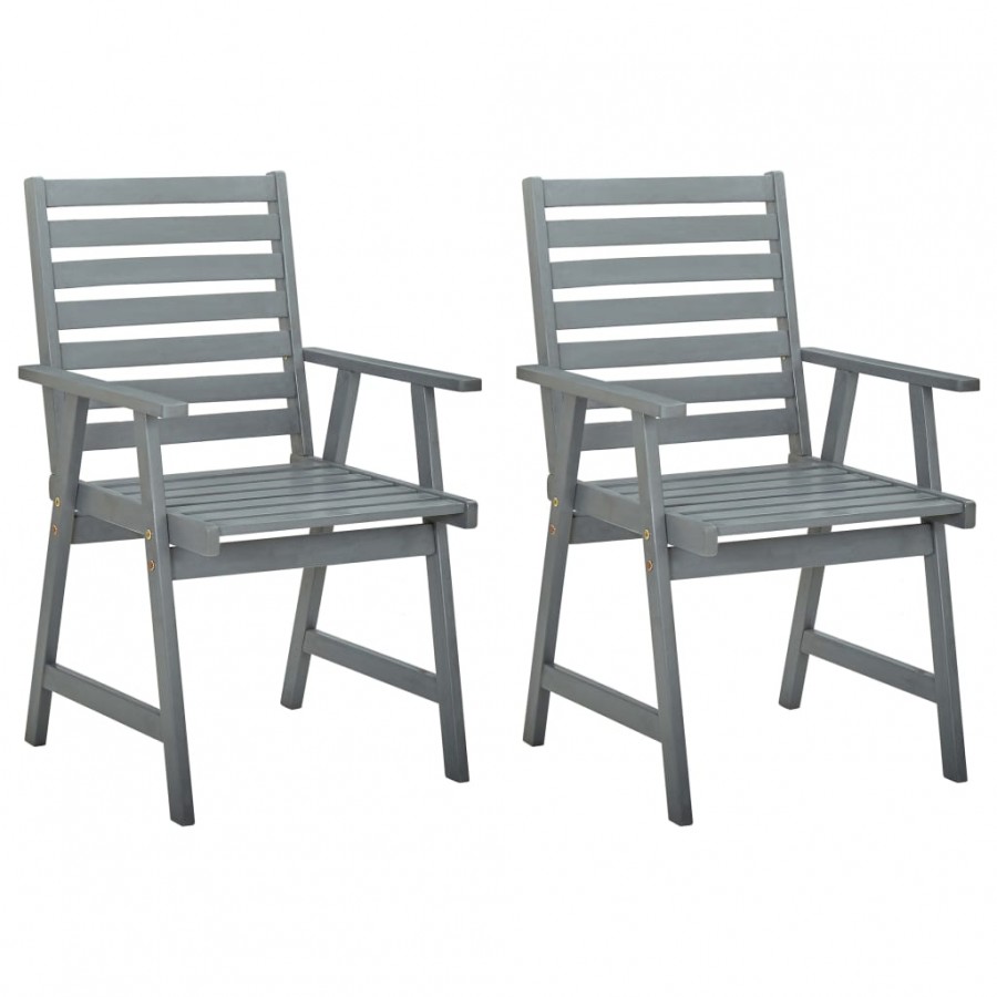 Chaises de salle à manger d'extérieur 2 pcs Gris Bois d'acacia