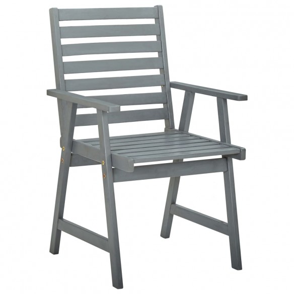 Chaises de salle à manger d'extérieur 2 pcs Gris Bois d'acacia