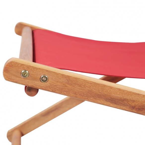 Chaise pliable de plage Tissu et cadre en bois Rouge
