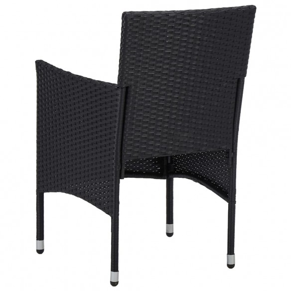 Chaises de jardin 2 pcs Résine tressée Noir