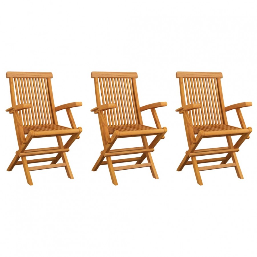 Chaises de jardin 3 pcs Bois de teck massif