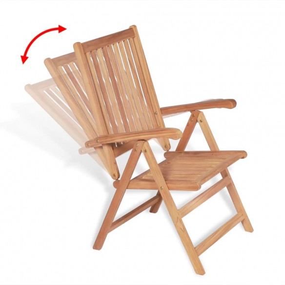 Chaises inclinables de jardin 2 pcs Bois de teck solide