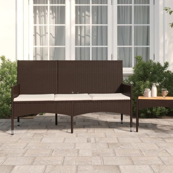 Banc de jardin à 3 places avec coussins Marron Résine tressée