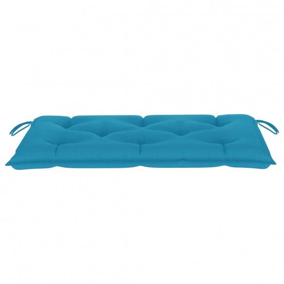 Banc de jardin avec coussin bleu clair 112 cm Bois de teck