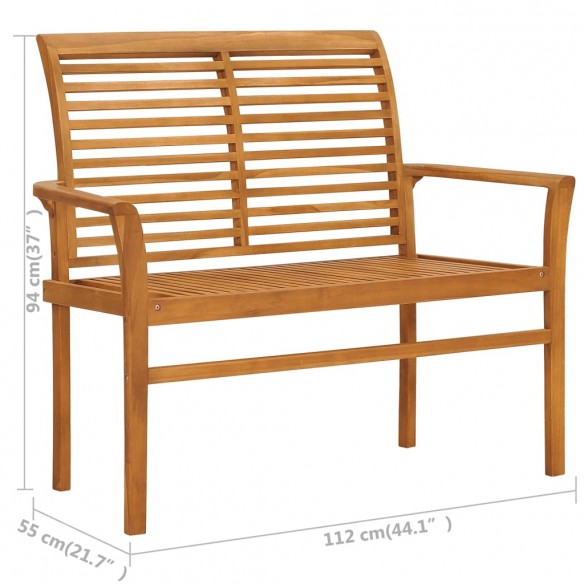 Banc de jardin avec coussin bleu clair 112 cm Bois de teck