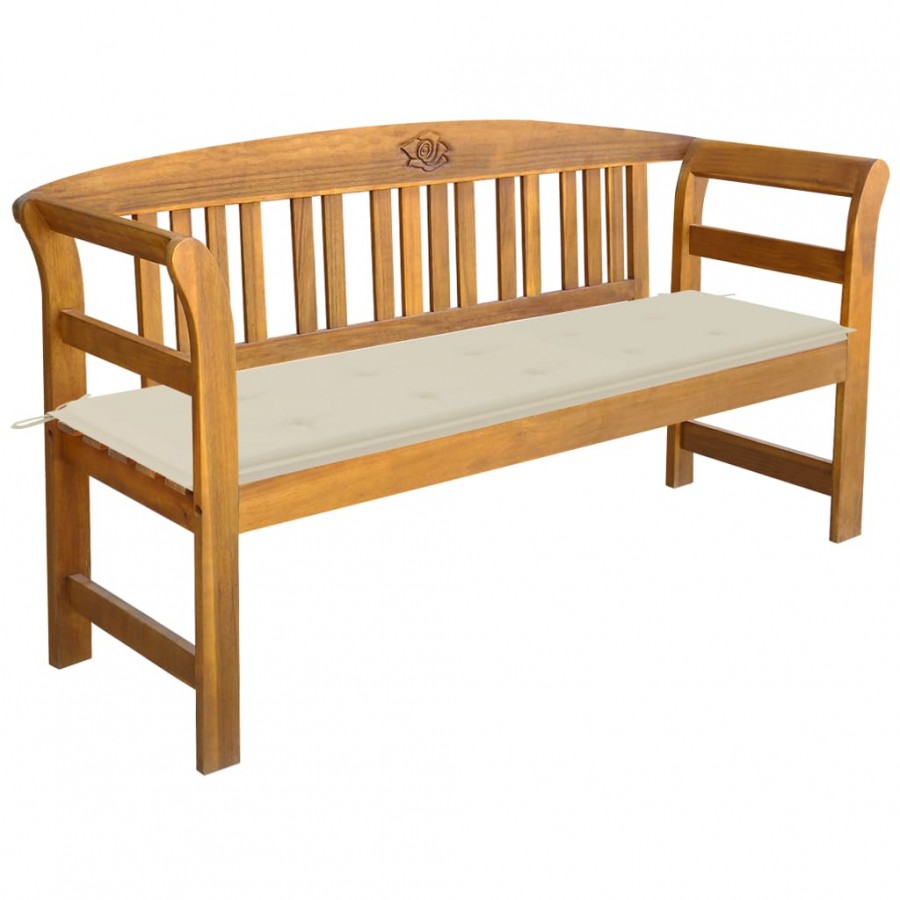 Banc de jardin avec coussin 157 cm Bois d'acacia massif