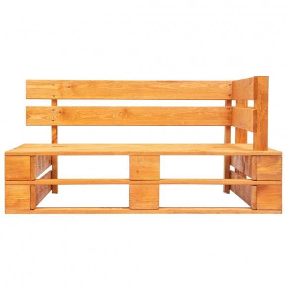 Banc d'angle palette de jardin bois marron miel