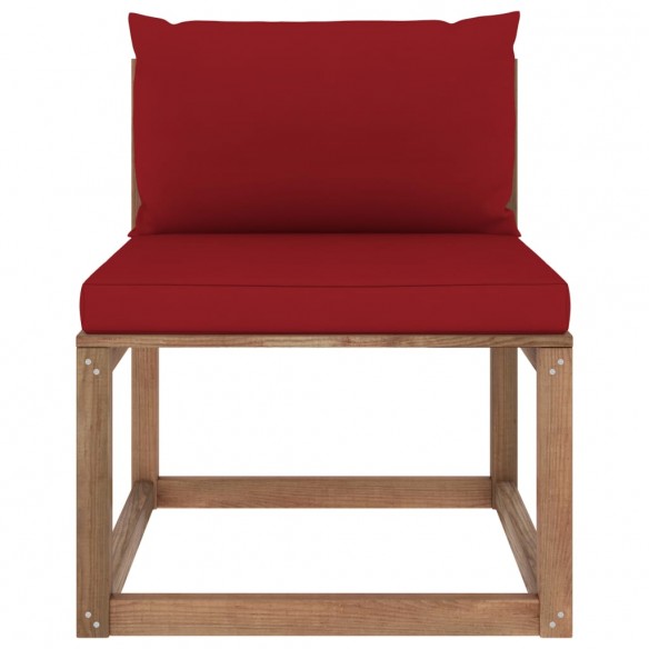 Canapé de milieu palette de jardin avec coussins rouge bordeaux