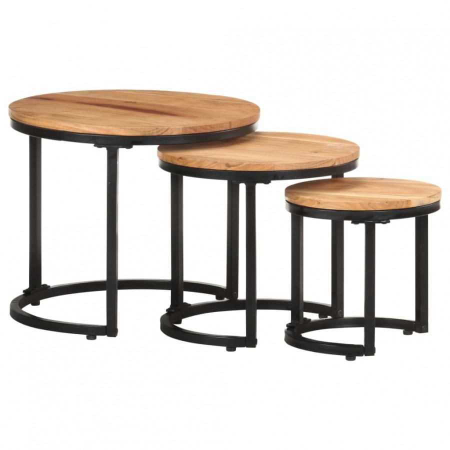 Tables d'appoint 3 pcs Bois d'acacia solide