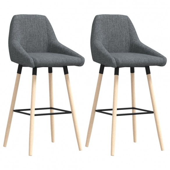 Tabourets de bar lot de 2 gris foncé tissu