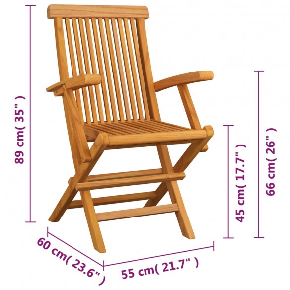 Chaises pliables de jardin 4 pcs Bois de teck solide