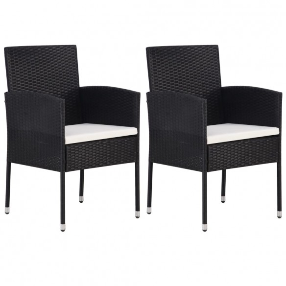 Chaise de jardin 2 pcs Résine tressée Noir