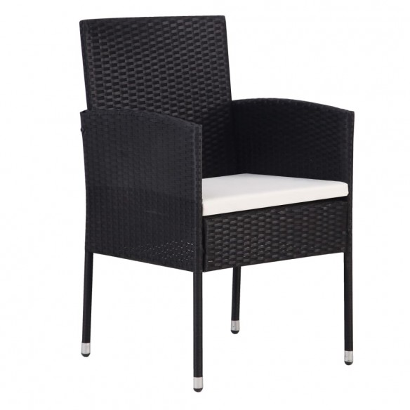 Chaise de jardin 2 pcs Résine tressée Noir