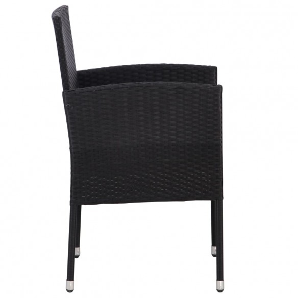 Chaise de jardin 2 pcs Résine tressée Noir