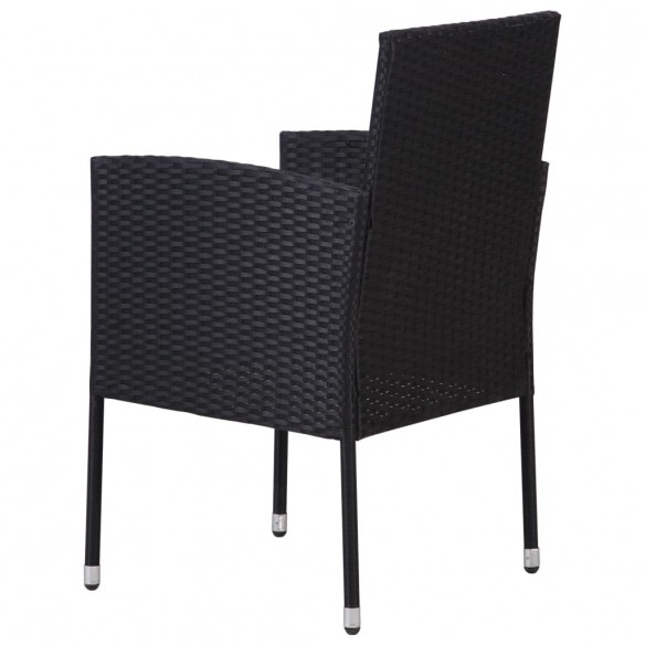 Chaise de jardin 2 pcs Résine tressée Noir