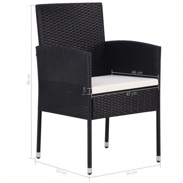 Chaise de jardin 2 pcs Résine tressée Noir