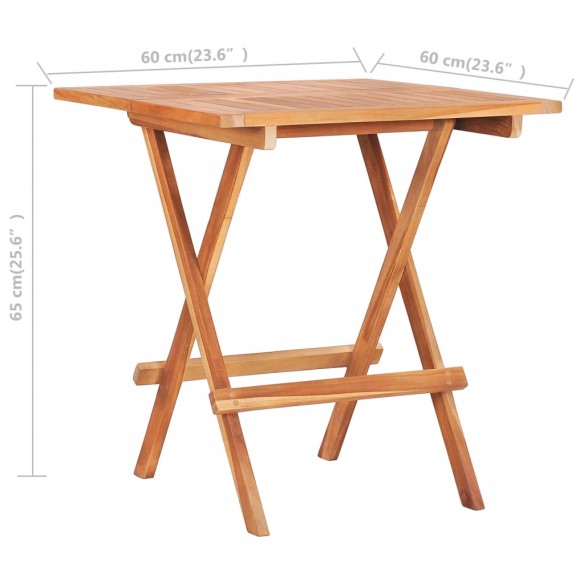 Table de bistro pliable 60x60x65 cm Bois de teck solide