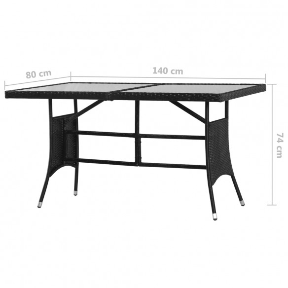 Table de jardin Noir 140x80x74 cm Résine tressée