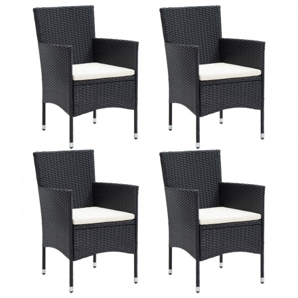 Chaises de salle à manger de jardin 4 pcs Résine tressée Noir