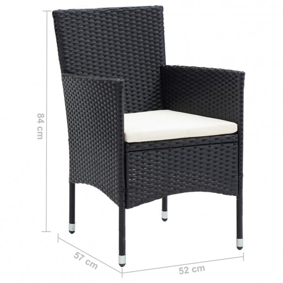 Chaises de salle à manger de jardin 4 pcs Résine tressée Noir