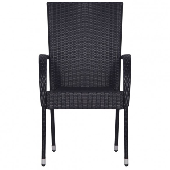 Chaises empilables d'extérieur 2 pcs Résine tressée Noir