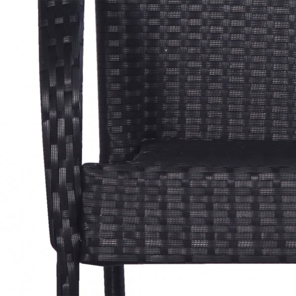 Chaises empilables d'extérieur 2 pcs Résine tressée Noir