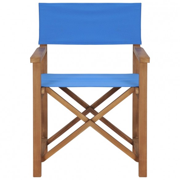 Chaise de metteur en scène Bois de teck solide Bleu