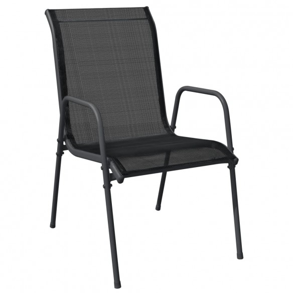 Chaises de jardin 6 pcs Acier et textilène Noir