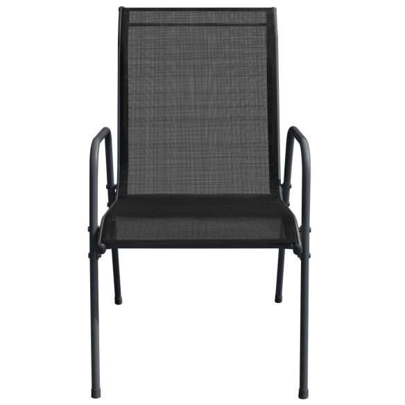 Chaises de jardin 6 pcs Acier et textilène Noir