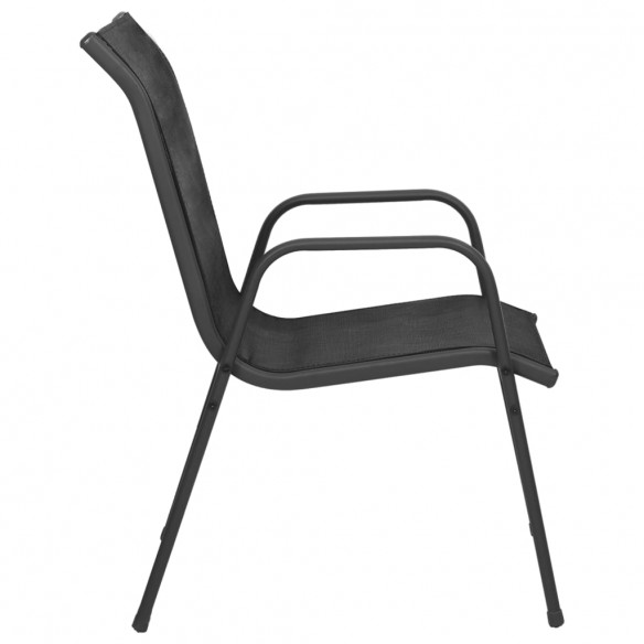 Chaises de jardin 6 pcs Acier et textilène Noir