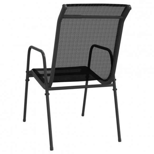 Chaises de jardin 6 pcs Acier et textilène Noir