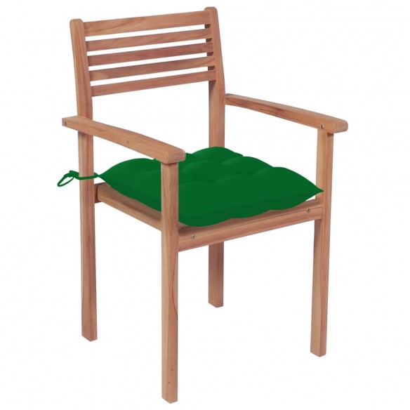 Chaises de jardin empilables avec coussins 6 pcs Teck solide