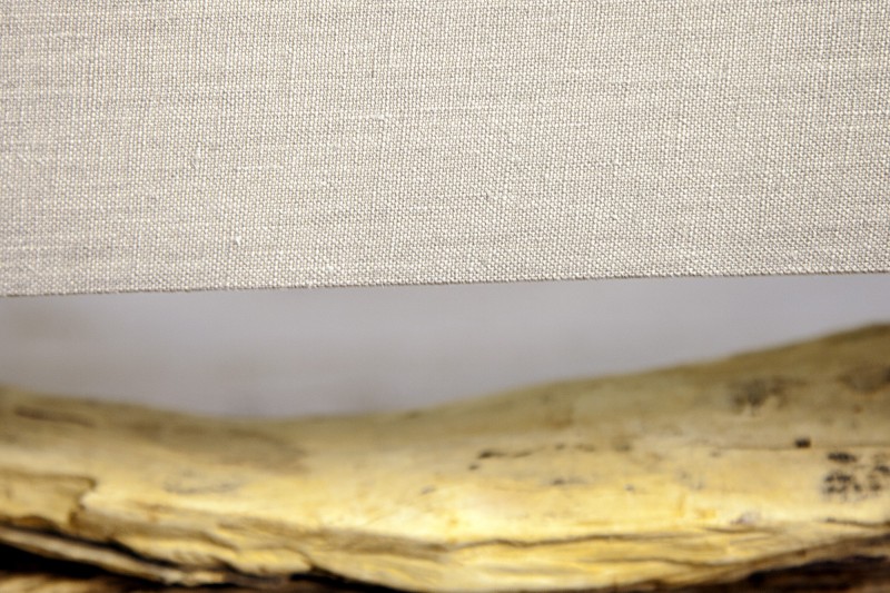 Lampe 53 cm en bois flotté et lin écrue