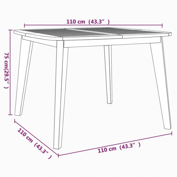 Table de jardin 110x110x75 cm Bois d'acacia solide