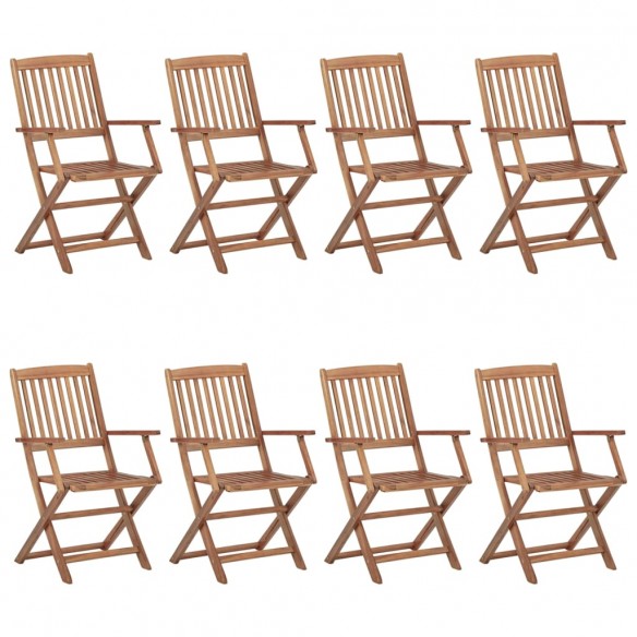 Chaises pliables de jardin 8 pcs avec coussins Bois d'acacia