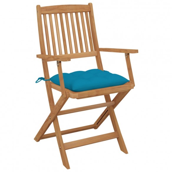 Chaises pliables de jardin 8 pcs avec coussins Bois d'acacia