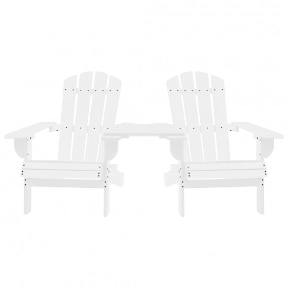 Chaises de jardin Adirondack avec table Bois de sapin Blanc