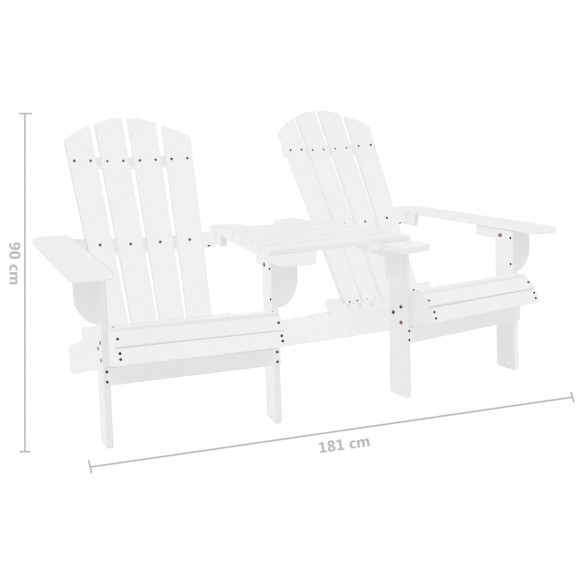 Chaises de jardin Adirondack avec table Bois de sapin Blanc