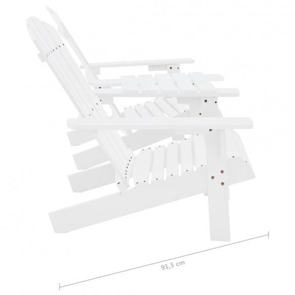 Chaises de jardin Adirondack avec table Bois de sapin Blanc