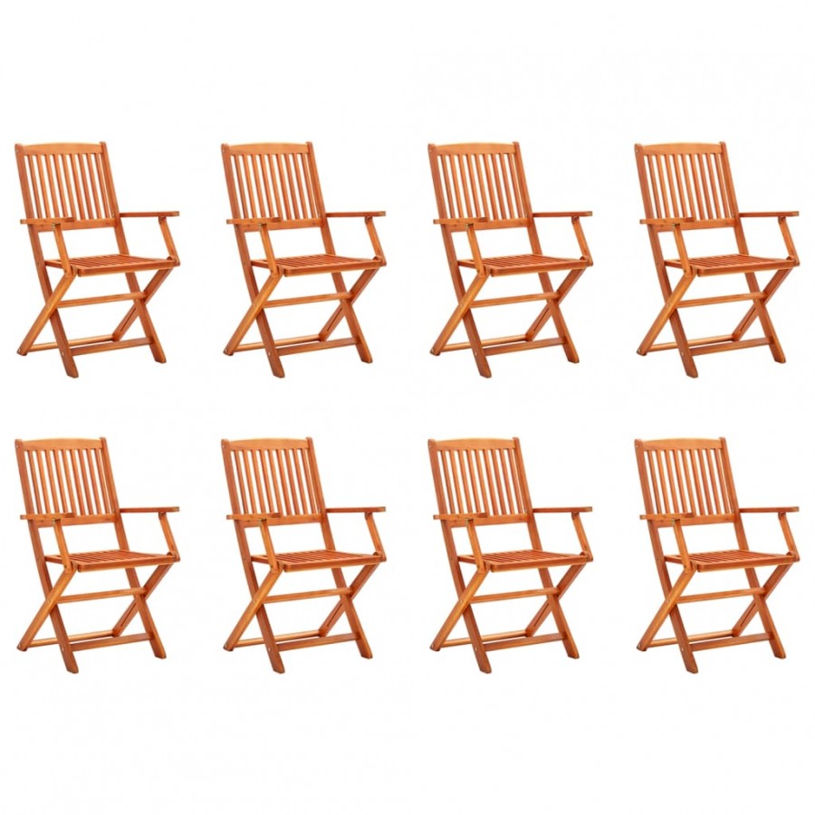 Chaises de jardin pliables 8 pcs Bois d'eucalyptus massif